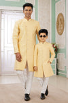 Banarasi Jacquard Father and Son Combo In Yellow Colour