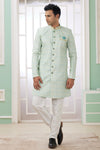 Banarasi Jacquard Father and Son Combo In Green Colour