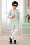 Banarasi Jacquard Father and Son Combo In Green Colour