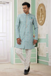 Banarasi Jacquard Father and Son Combo In Green Colour