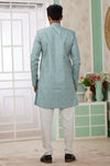 Banarasi Jacquard Father and Son Combo In Green Colour