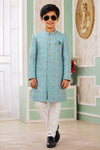 Banarasi Jacquard Father and Son Combo In Green Colour