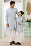 Banarasi Jacquard Father and Son Combo In Blue Colour