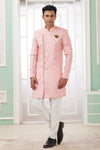 Banarasi Jacquard Father and Son Combo In Dark Pink Colour