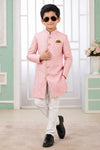 Banarasi Jacquard Father and Son Combo In Dark Pink Colour