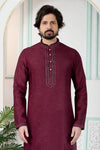 Art Silk Pintux Work Kurta Pajama In Maroon Colour