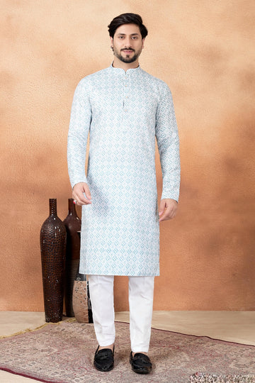 Art Silk Digital Print Kurta Pajama In Green Colour