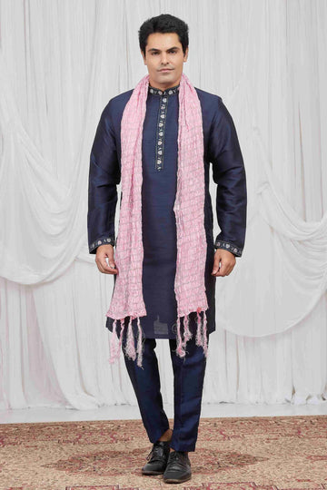 Art Silk Embroidery Work Sky Blue Colour Kurta Pajama With Stole (Copy)