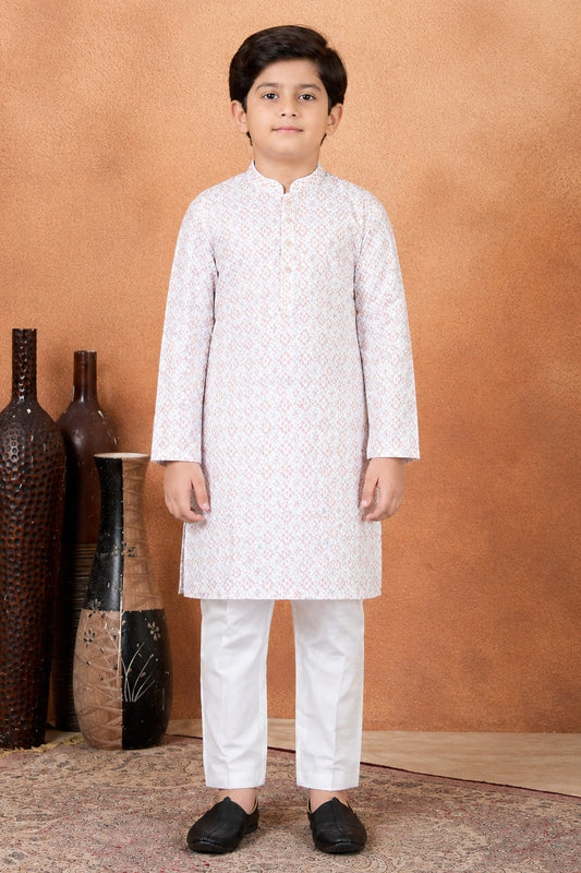 Art Silk Brown Colour Pintux Work Kids Kurta Pajama