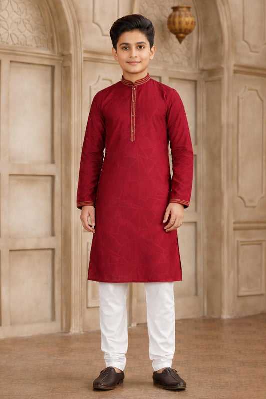 Maroon Colour Brocade Art Silk Pintux Work Kurta Pajama