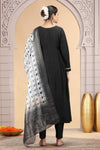 Chiffon Printed and Hand Work Salwar Suit In Black Colour