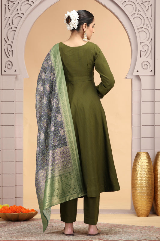 Green Colour Chiffon Hand Work Salwar Suit